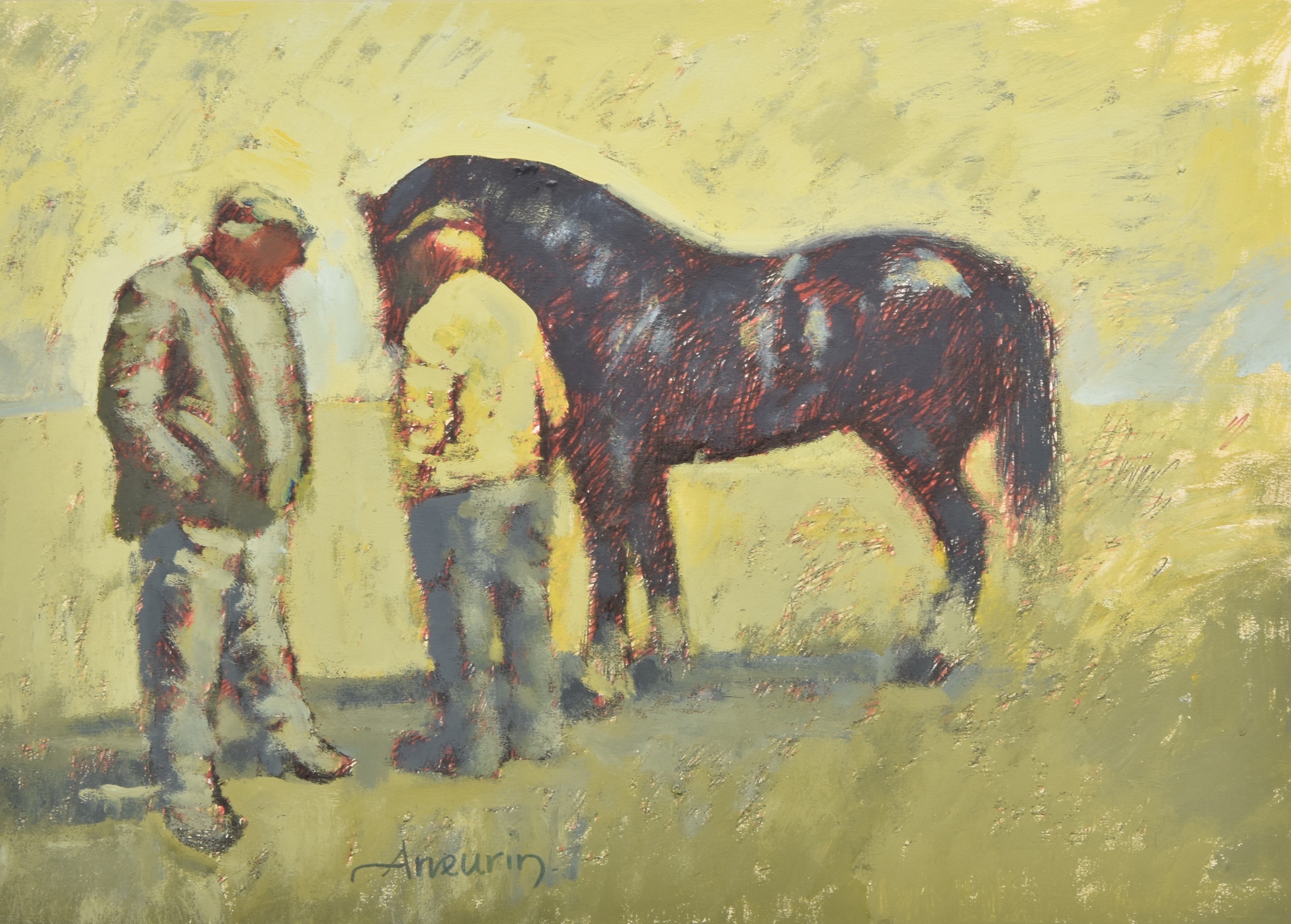 ‘Farmers and Welsh Cob’ by Aneurin M. Jones sold for £1,250. Halls
