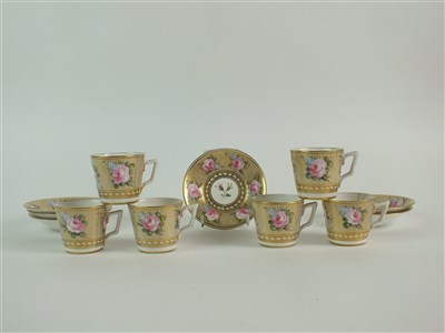 Lot 62 - A set of six Stevenson and Hancock, Derby coffee cups and saucers