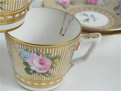 Lot 62 - A set of six Stevenson and Hancock, Derby coffee cups and saucers
