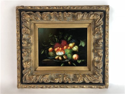 Lot 42 - Pair of fruit still life in heavy frames