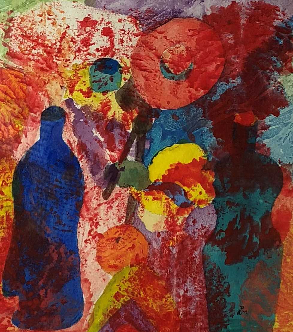 Lot 32 - Barbara Morgan, abstract with blue bottle