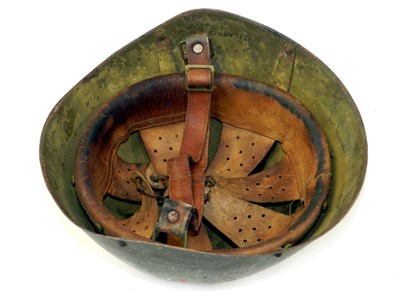 Lot 476 - A scarce WW2 Greek M1934/39 steel combat helmet