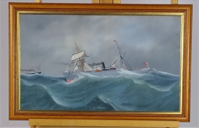 Lot 329 - Lucas Papaluca (Italian 1890-1934), Three Ship paintings, gouache