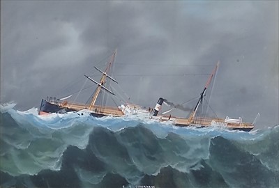 Lot 329 - Lucas Papaluca (Italian 1890-1934), Three Ship paintings, gouache