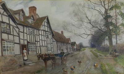 Lot 63 - Samuel Towers, Village scene, watercolour