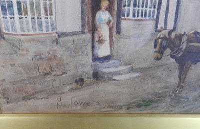 Lot 63 - Samuel Towers, Village scene, watercolour