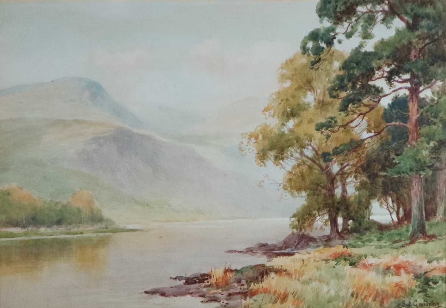Lot 38 - Sidney Valentine Gardner, Staithes Group (1869-1957), Lakeside Landscape