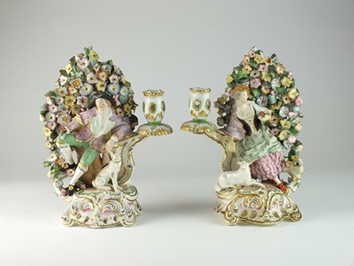 Lot 165 - A pair of John Bevington bocage candlestick figures