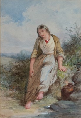 Lot 81 - David Hardy (British fl.1835-1870) Young Woman with Pitcher