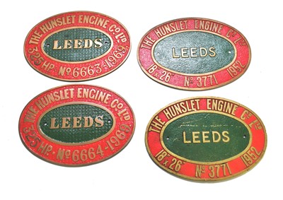 Lot 228 - Four cast brass Hunslet Engine Co. locomotive number plates