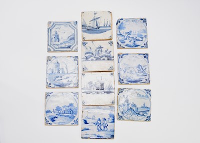 Lot 467 - A group of ten delft blue and white tiles
