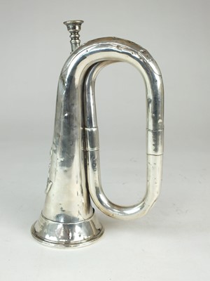 Lot 84 - Hawkes & Son silver bugle presented to the Officers of the 1st KSLI, 1927