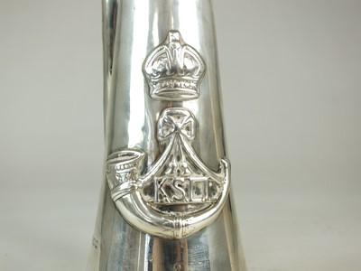 Lot 84 - Hawkes & Son silver bugle presented to the Officers of the 1st KSLI, 1927