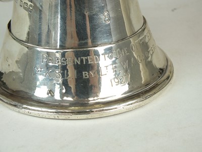 Lot 84 - Hawkes & Son silver bugle presented to the Officers of the 1st KSLI, 1927