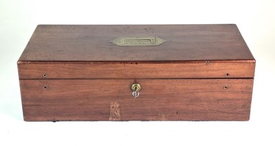 Lot 5 - A mahogany box named to Captain Lyons, H.M.S Madagascar