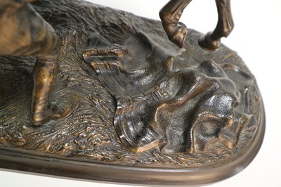 Lot 305 - After Arthur Marie Gabriel Comte du Passage (French, 1838-1909), ‘Jument de chasse...lad’, bronze