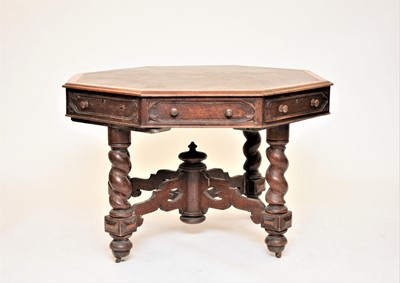Lot 385 - A Victorian oak, octagonal library table