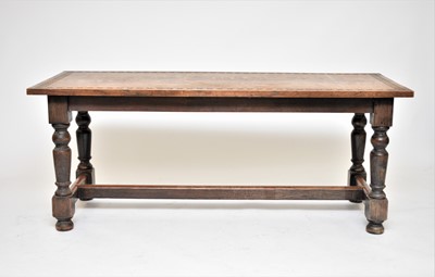 Lot 387 - A 20th century, 17th century style, oak refectory table