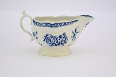 Lot 2 - Worcester 'Strap Flute Floral' sauceboat, circa 1770-75