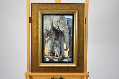 Lot 296 - Tony Forrest (b.1961) Elephants at a Watering Hole