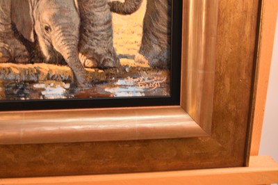 Lot 296 - Tony Forrest (b.1961) Elephants at a Watering Hole