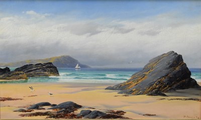 Lot 465 - David James (1853-1904) Low Tide in a Cornish Bay