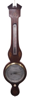 Lot 648 - A 19th century inlaid rosewood banjo barometer