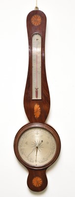 Lot 649 - A 19th century mahogany veneered banjo barometer