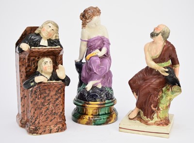 Lot 52 - Staffordshire and majolica figures