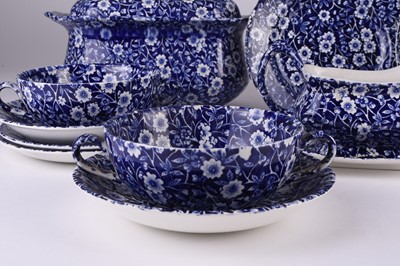 Lot 102 - Burleigh Ironstone 'Calico' blue and white dinner service, 20th century