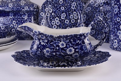 Lot 102 - Burleigh Ironstone 'Calico' blue and white dinner service, 20th century