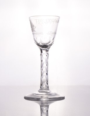Lot 3 - An Honourable (English East India) Company small wine or cordial facet-stem glass, circa 1775-85