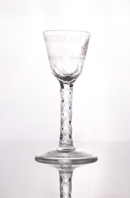 Lot 3 - An Honourable (English East India) Company small wine or cordial facet-stem glass, circa 1775-85