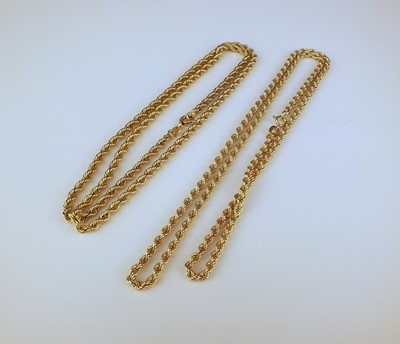 Lot 225 - Two 9ct gold rope twist chains