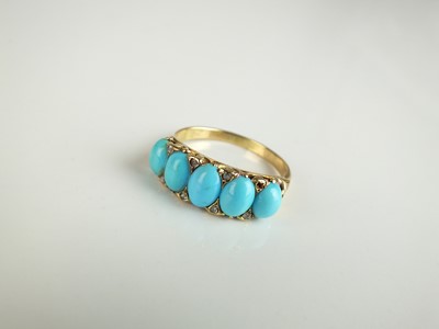 Lot 329 - A late 19th century five stone turquoise ring