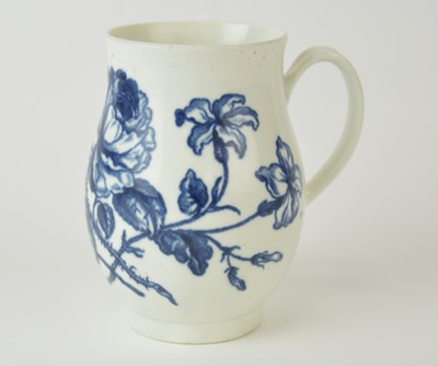Lot 51 - A rare Caughley 'Thorny Rose' bell-shaped mug, circa 1776-1780