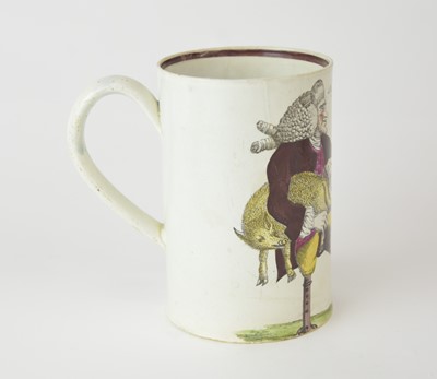Lot 88 - A rare English pearlware 'Signor Gruntinelli' cariacture mug, circa 1780