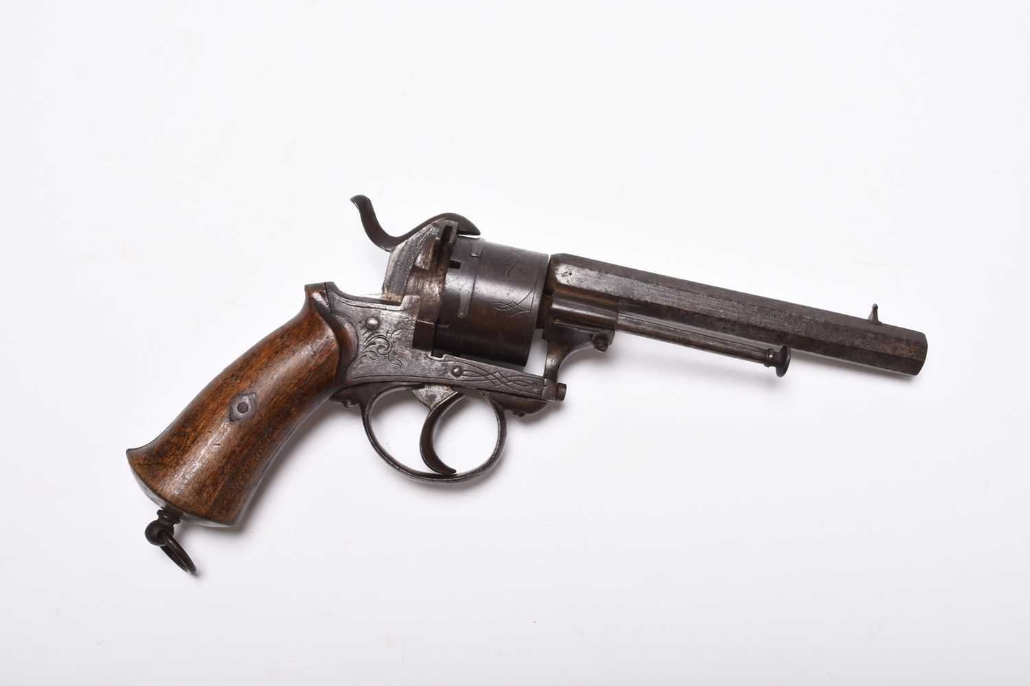 Lot 309 - A Belgian pinfire six-shot revolver, late 19th century