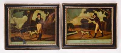 Lot 172 - Shooting interest: A pair of naiive school reverse glass prints