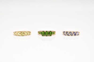 Lot 263 - Three 9ct gold stone set rings