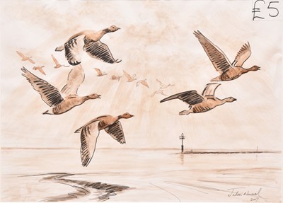 Lot 57 - Julian Novorol (b. 1949) Pink-Footed Geese at Flaxfett, Concept Work