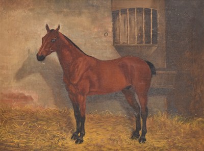 Lot 192 - Francis Cecil Boult (fl. 1877-1895) Bay Horse in a Loose Box