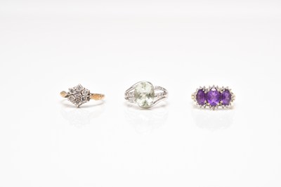 Lot 304 - Three 9ct gold stone set rings