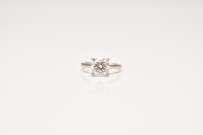 Lot 249 - A platinum single stone synthetic diamond ring