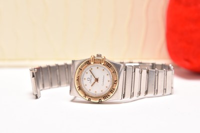 Lot 343 - Omega: A lady's bi-metal Constellation bracelet watch