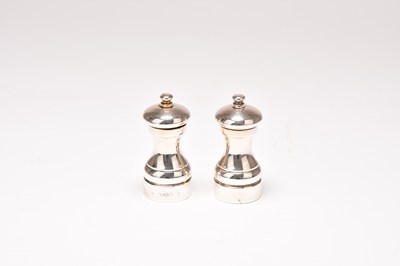 Lot 92 - A pair of silver mounted salt and pepper grinders