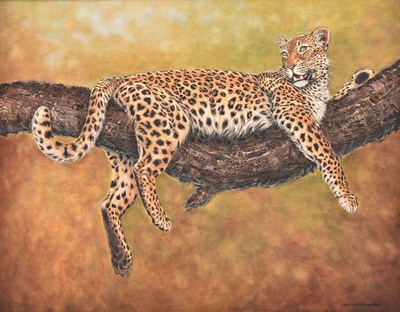 Lot 115 - Lisa Mary Narramore (contemporary) Leopard Resting on a Branch