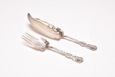 Lot 91 - A pair of American white metal fish servers