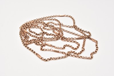 Lot 111 - A yellow metal guard chain