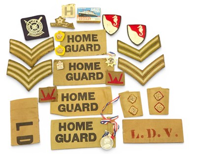 Lot Militaria including Home Guard and LDV armbands